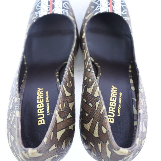 BURBERRY pumps 8018752 1003 PVC , Calfskin Brown Monogram Women 36 Used Authentic