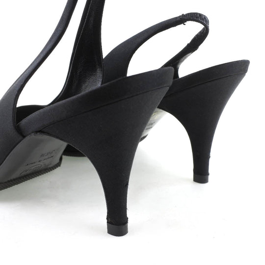 CHANEL pumps Satin black Sandals Women 36 1/2 Used Authentic