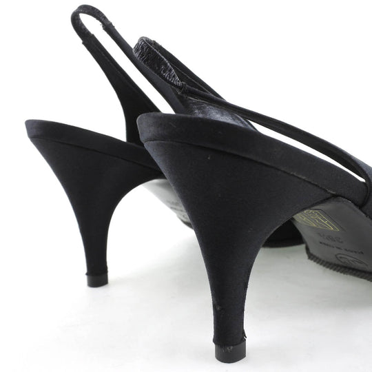 CHANEL pumps Satin black Sandals Women 36 1/2 Used Authentic
