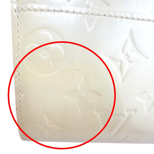 LOUIS VUITTON Long Wallet Purse M91382 Monogram Vernis Cream white Zippered wallet Vernis Pochette Portomonnaie Credit Perle Women Used Authentic
