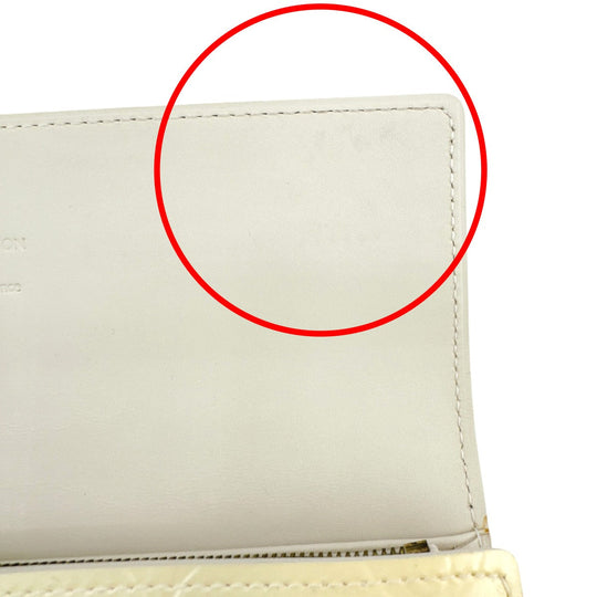 LOUIS VUITTON Long Wallet Purse M91382 Monogram Vernis Cream white Zippered wallet Vernis Pochette Portomonnaie Credit Perle Women Used Authentic