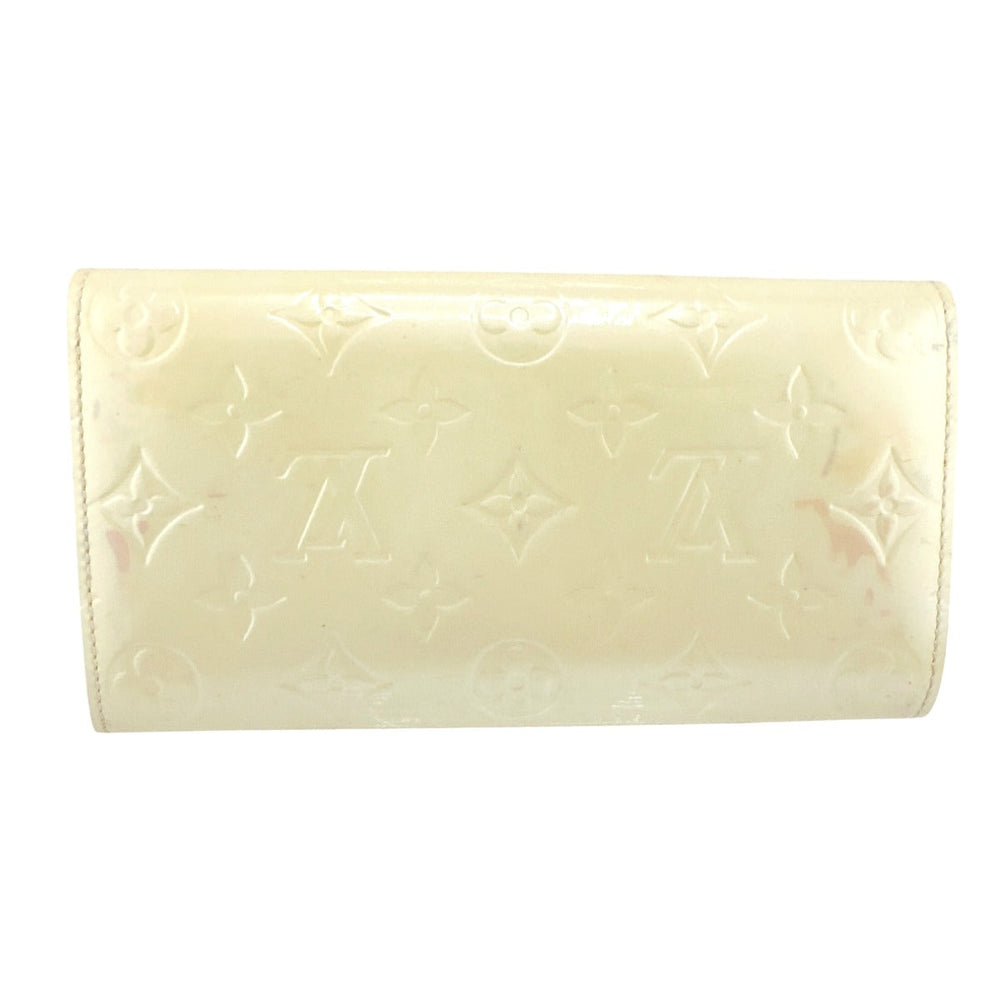 LOUIS VUITTON Long Wallet Purse M91382 Monogram Vernis Cream white Zippered wallet Vernis Pochette Portomonnaie Credit Perle Women Used Authentic