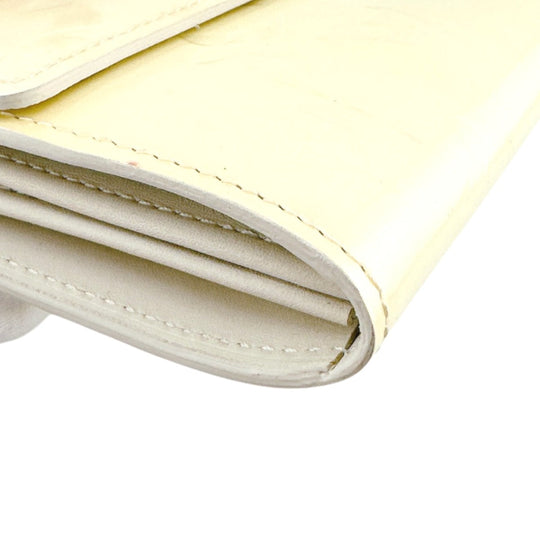 LOUIS VUITTON Long Wallet Purse M91382 Monogram Vernis Cream white Zippered wallet Vernis Pochette Portomonnaie Credit Perle Women Used Authentic