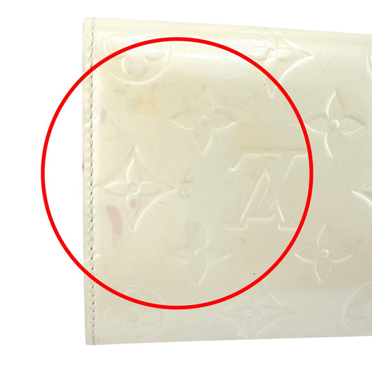 LOUIS VUITTON Long Wallet Purse M91382 Monogram Vernis Cream white Zippered wallet Vernis Pochette Portomonnaie Credit Perle Women Used Authentic