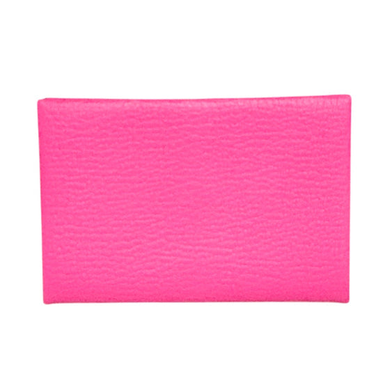 HERMES name card holder Shave Rose purple Card Case Calvi Women Used Authentic