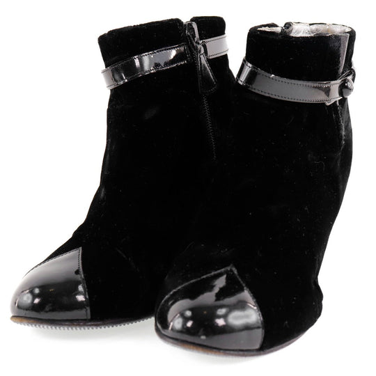 CHANEL boots velvet black Women 36C Used Authentic