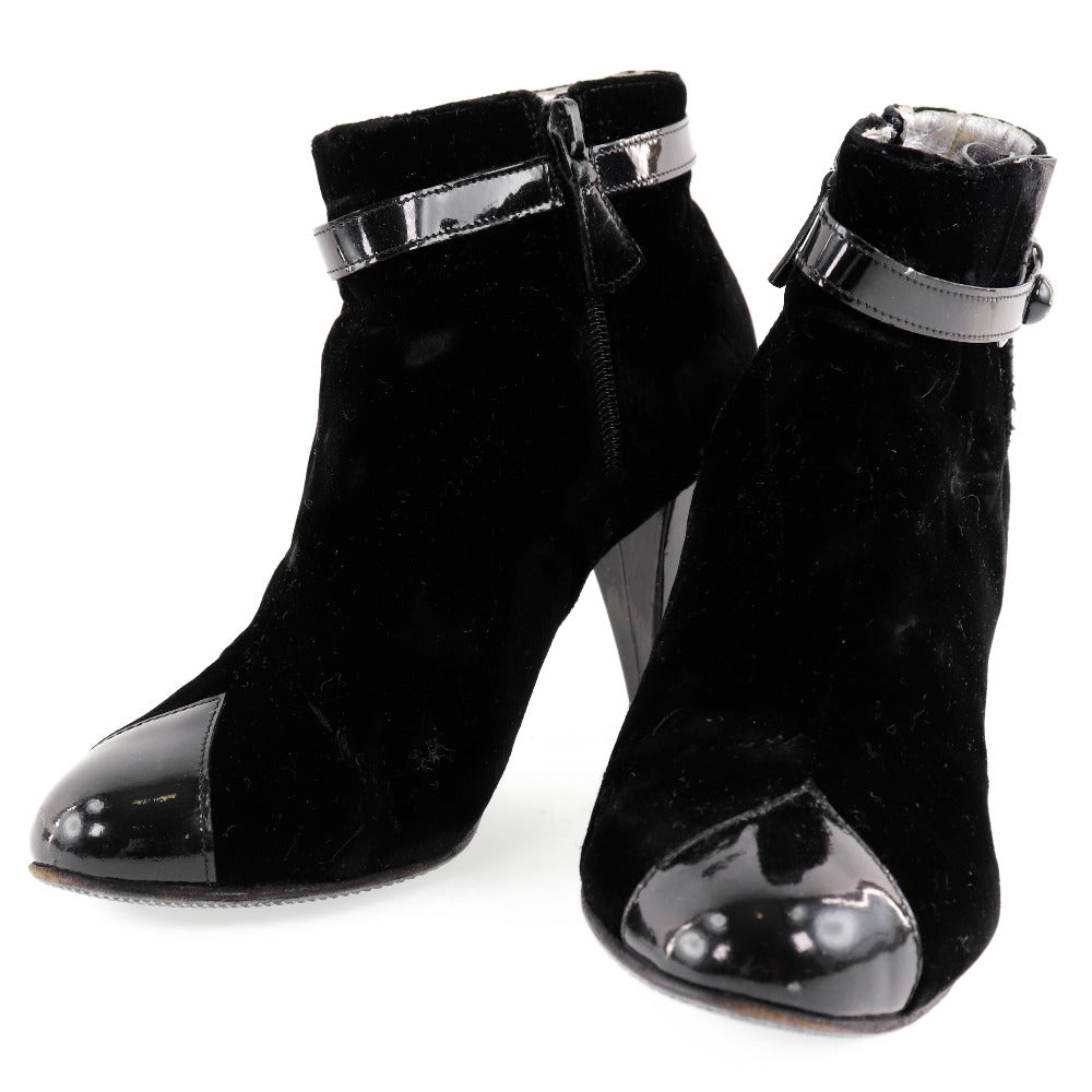CHANEL boots velvet black Women 36C Used Authentic
