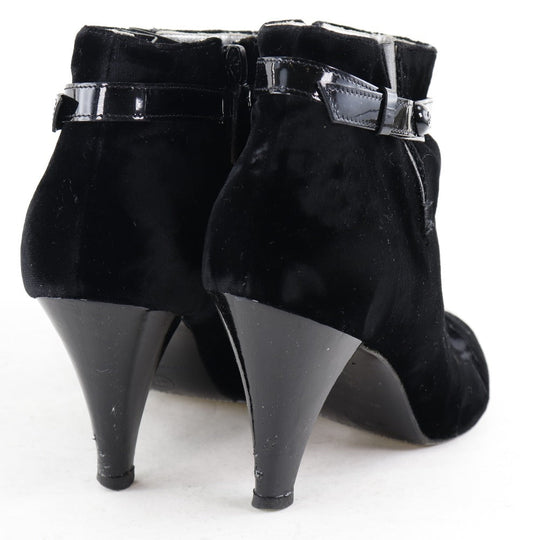 CHANEL boots velvet black Women 36C Used Authentic