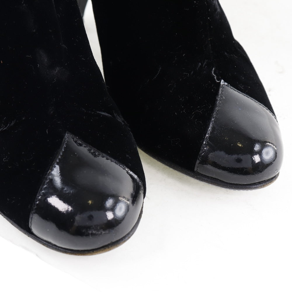 CHANEL boots velvet black Women 36C Used Authentic
