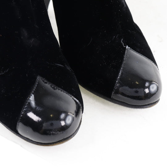 CHANEL boots velvet black Women 36C Used Authentic