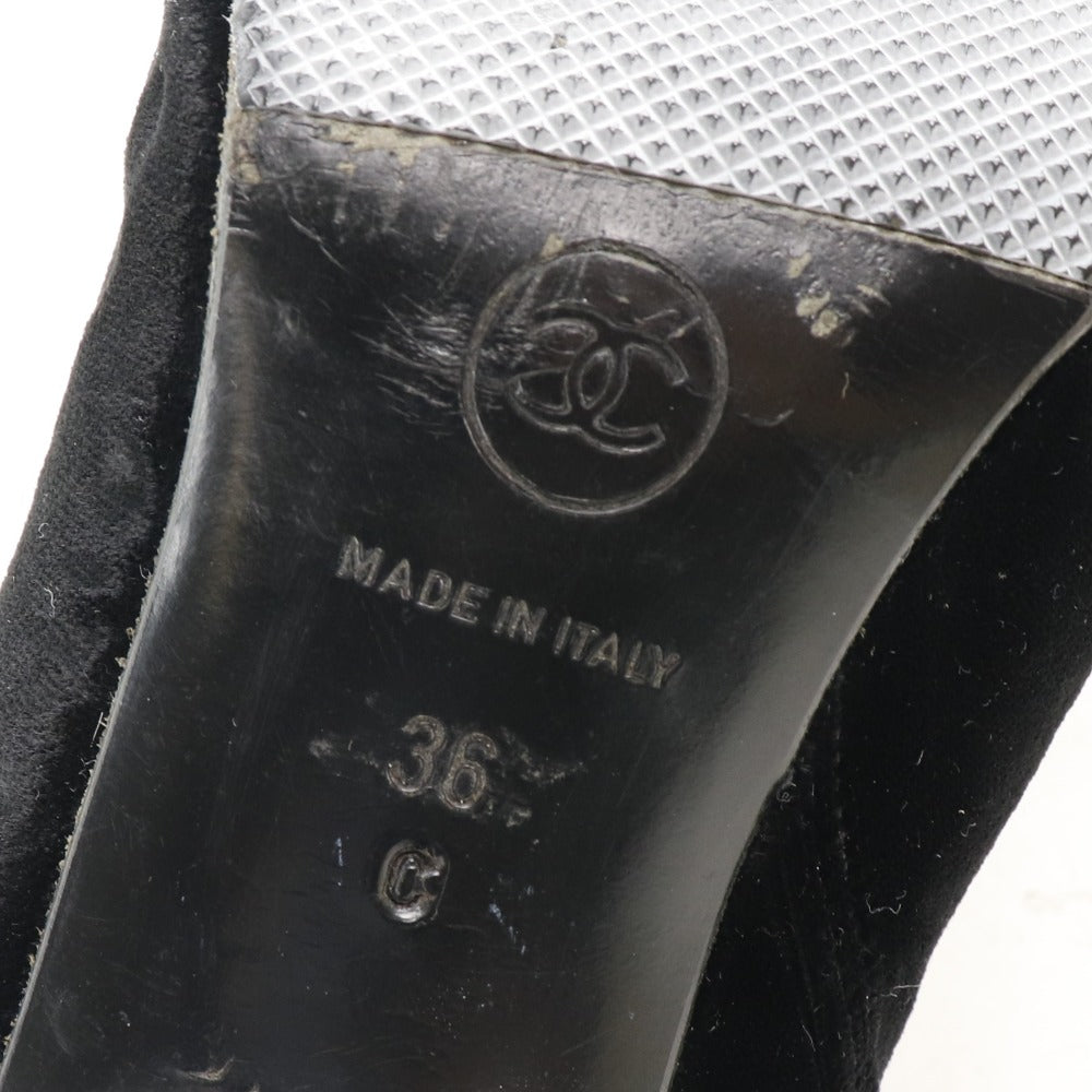CHANEL boots velvet black Women 36C Used Authentic