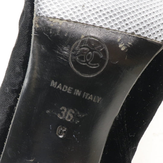 CHANEL boots velvet black Women 36C Used Authentic