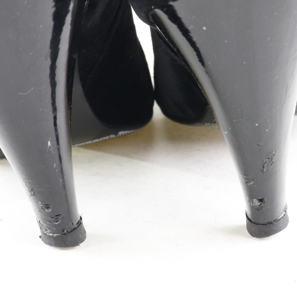 CHANEL boots velvet black Women 36C Used Authentic