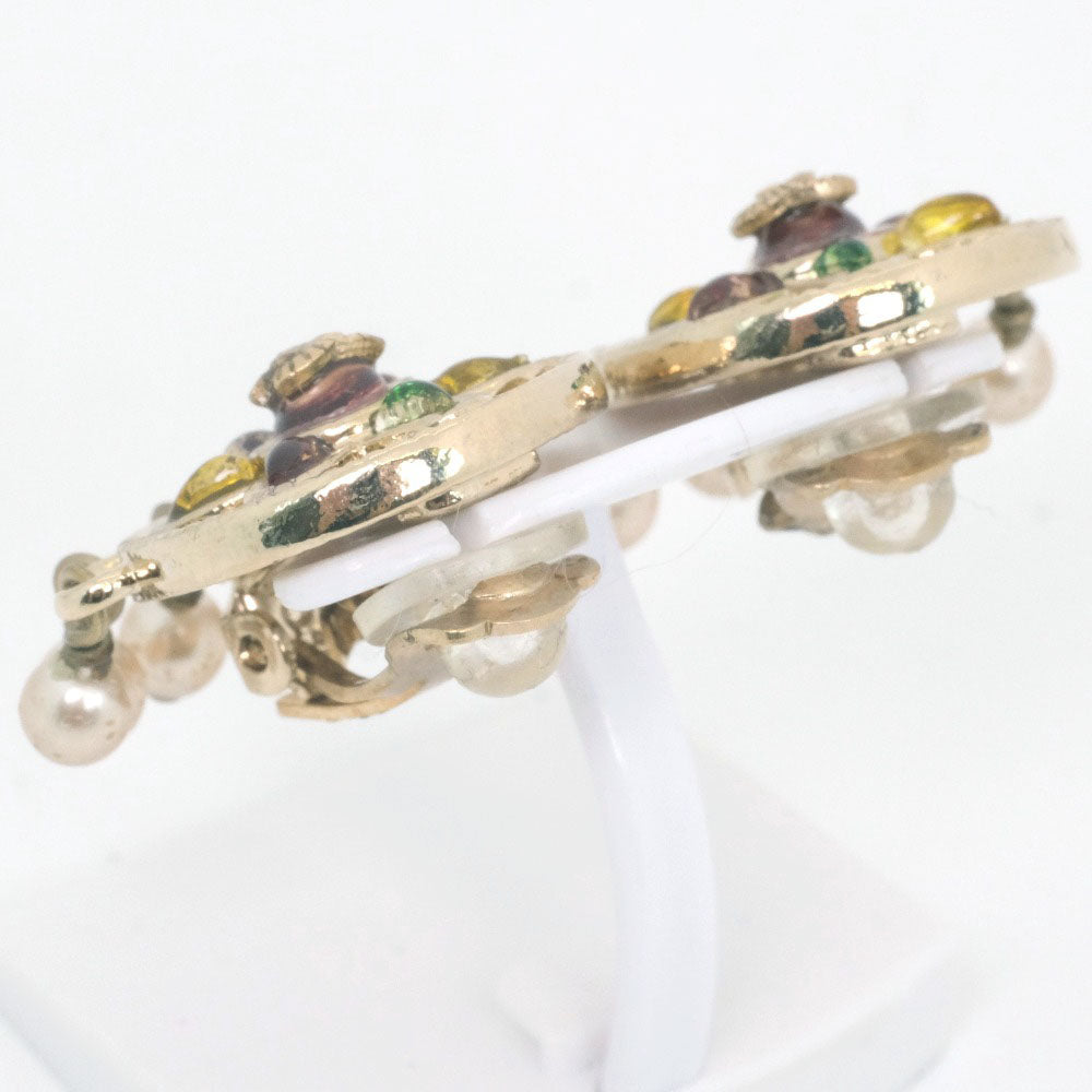 CHANEL Earring Fake pearl gold COCO Mark Women Used Authentic