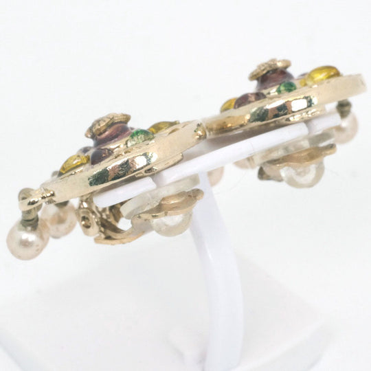 CHANEL Earring Fake pearl gold COCO Mark Women Used Authentic