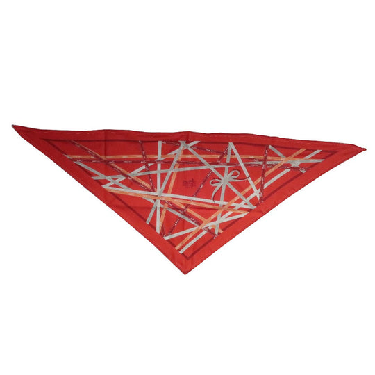 HERMES scarf silk Orange triangle Pointe Pointe Women Used Authentic
