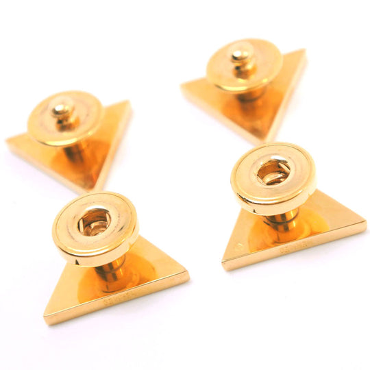 HERMES cuffs Plated Gold , Leather gold triangle mens Used Authentic