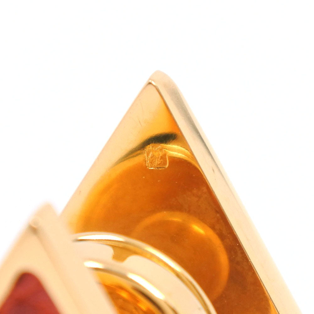 HERMES cuffs Plated Gold , Leather gold triangle mens Used Authentic