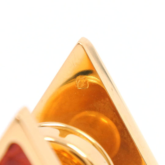 HERMES cuffs Plated Gold , Leather gold triangle mens Used Authentic