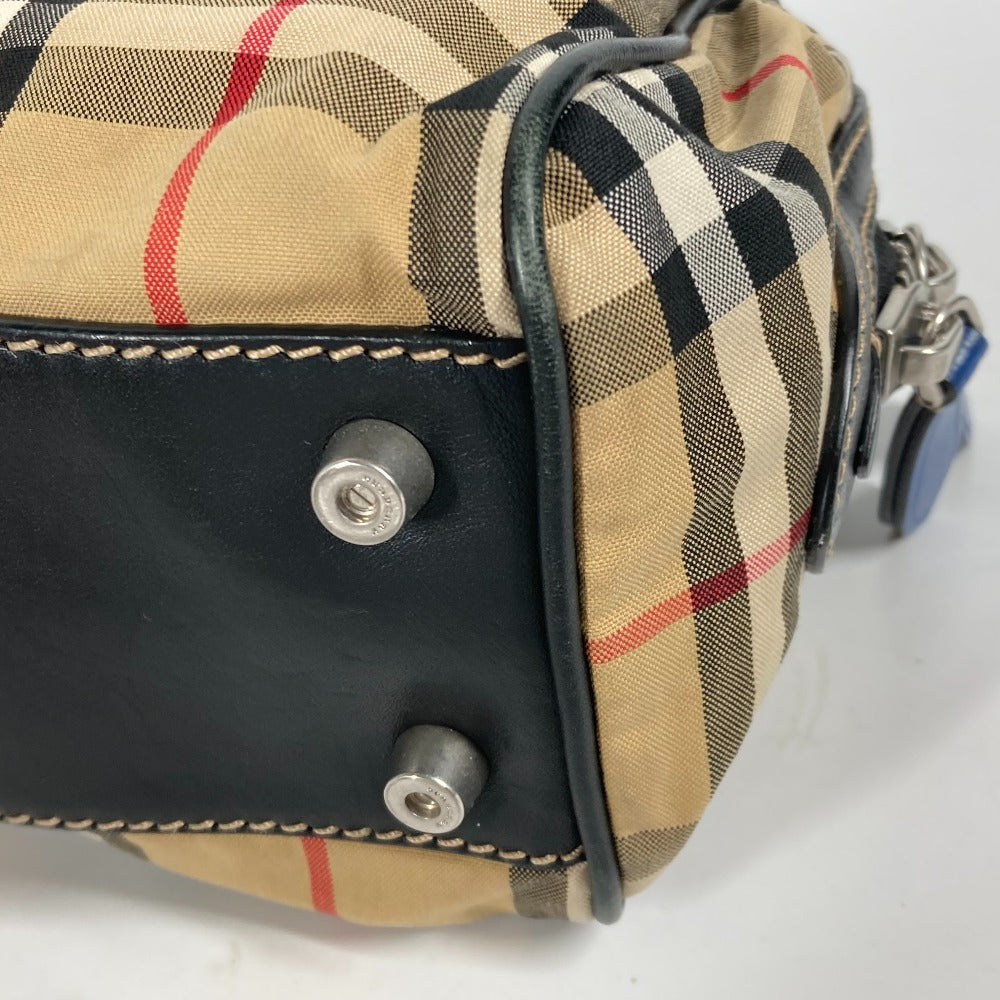 BURBERRY business bag Leather / canvas beige Pouch check mens Used Authentic