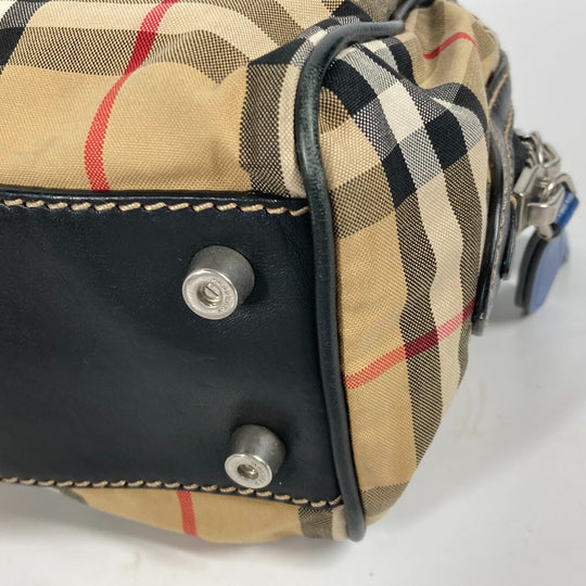 BURBERRY business bag Leather / canvas beige Pouch check mens Used Authentic