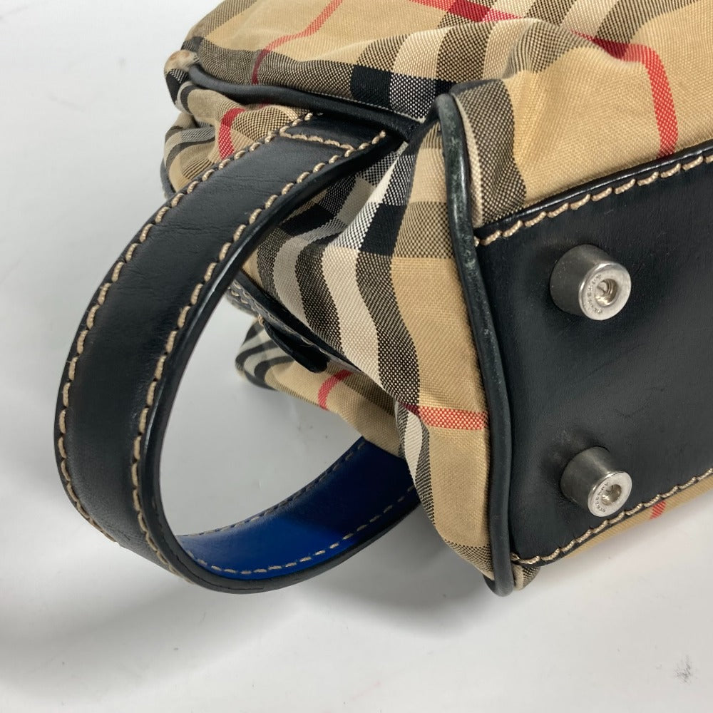 BURBERRY business bag Leather / canvas beige Pouch check mens Used Authentic