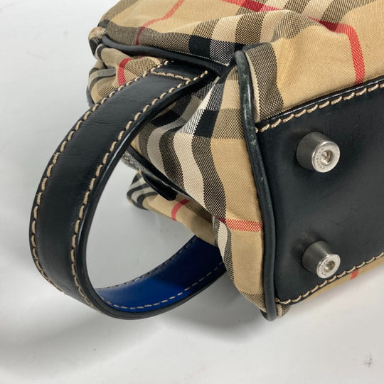 BURBERRY business bag Leather / canvas beige Pouch check mens Used Authentic