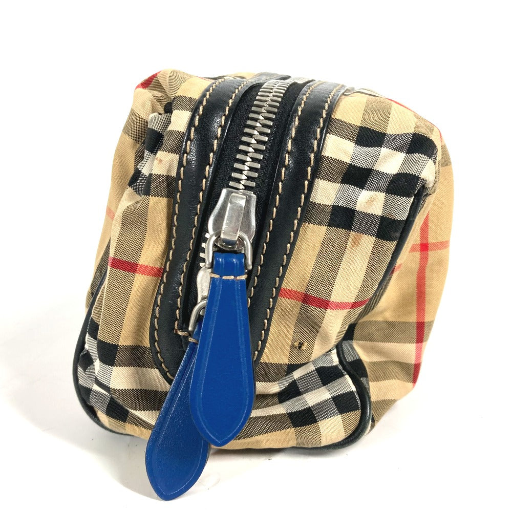 BURBERRY business bag Leather / canvas beige Pouch check mens Used Authentic