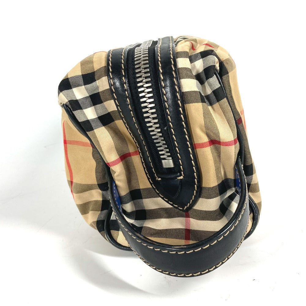 BURBERRY business bag Leather / canvas beige Pouch check mens Used Authentic