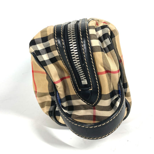 BURBERRY business bag Leather / canvas beige Pouch check mens Used Authentic