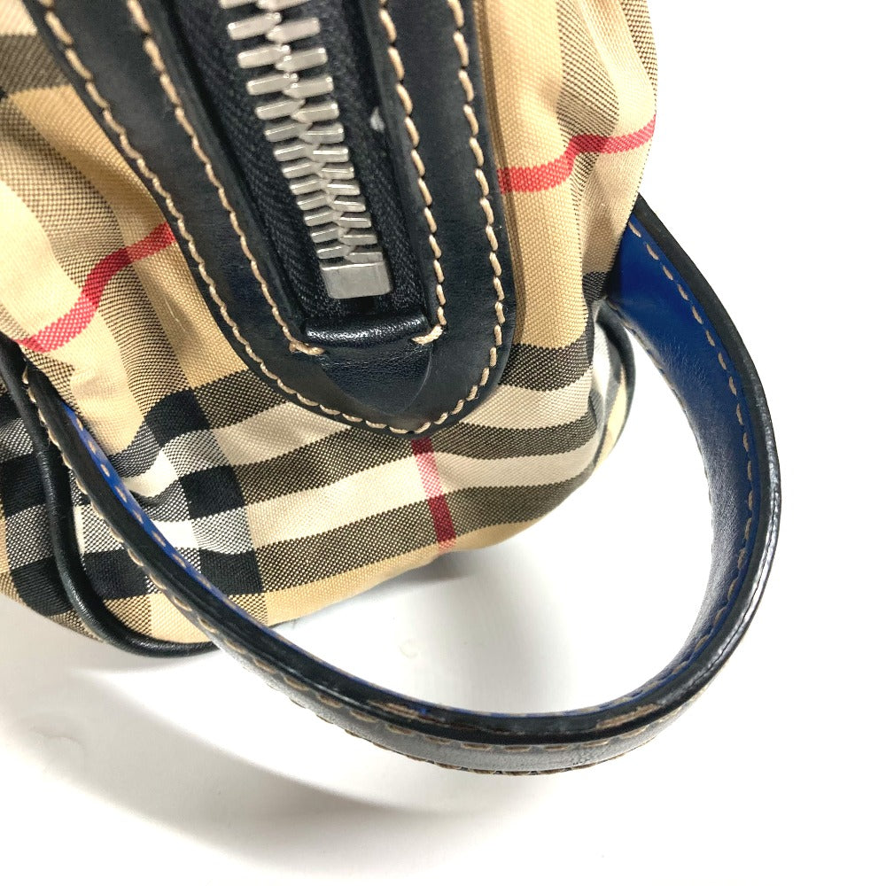 BURBERRY business bag Leather / canvas beige Pouch check mens Used Authentic
