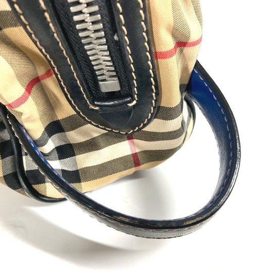 BURBERRY business bag Leather / canvas beige Pouch check mens Used Authentic