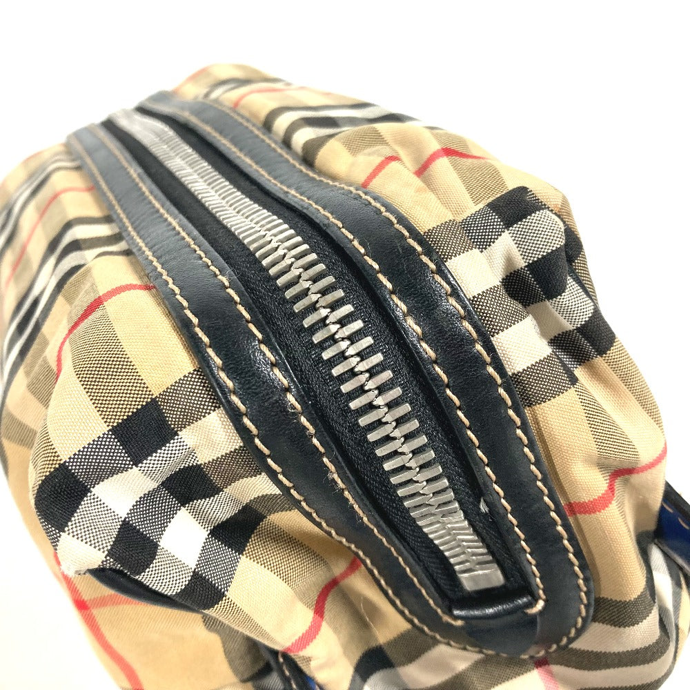 BURBERRY business bag Leather / canvas beige Pouch check mens Used Authentic