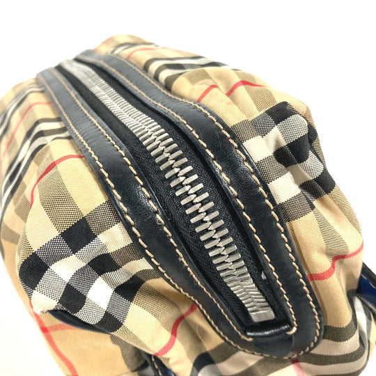 BURBERRY business bag Leather / canvas beige Pouch check mens Used Authentic
