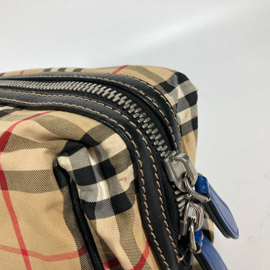 BURBERRY business bag Leather / canvas beige Pouch check mens Used Authentic