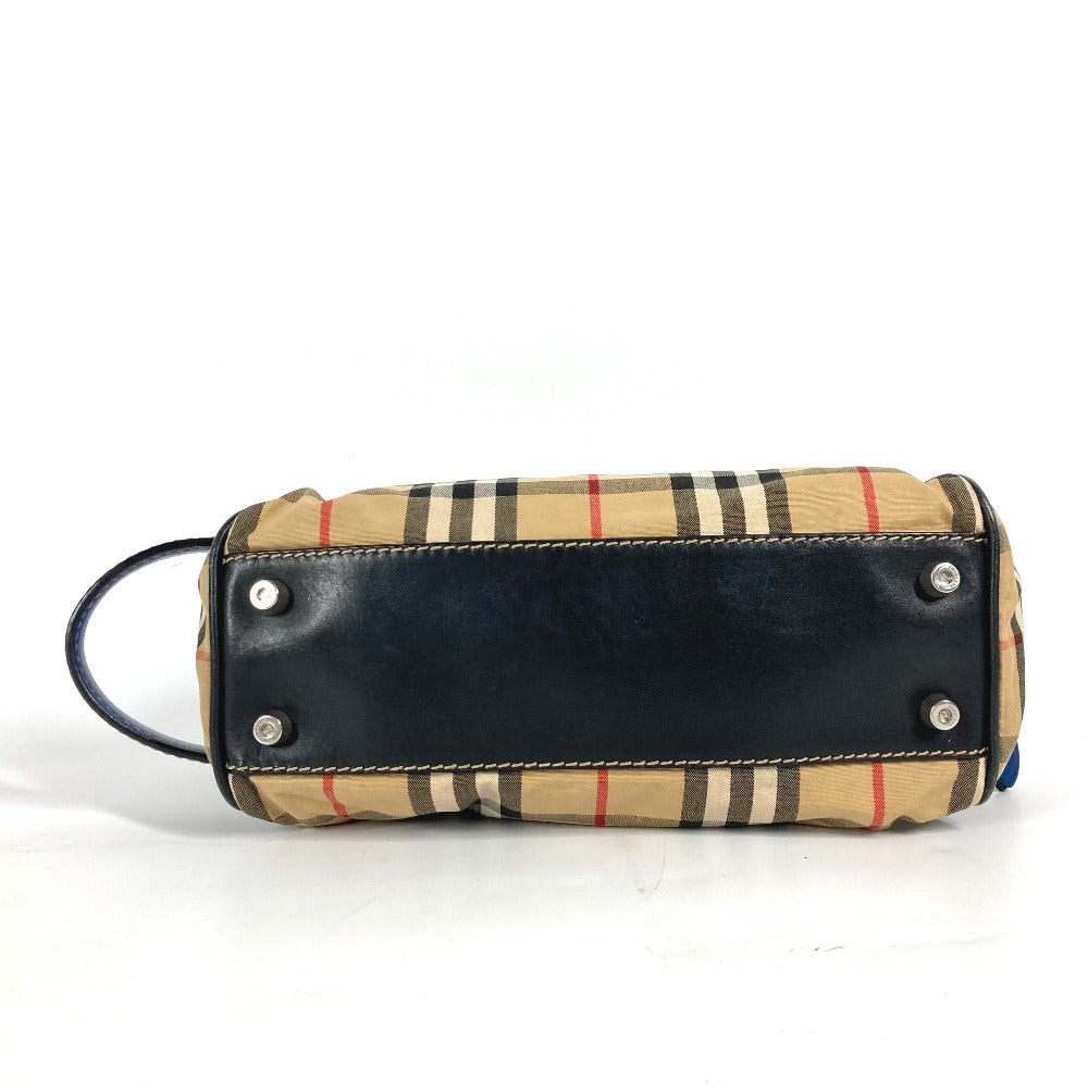 BURBERRY business bag Leather / canvas beige Pouch check mens Used Authentic