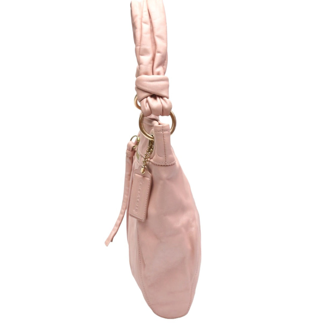 COACH Handbag 13416 leather pink 2way Calfskin Back Hoodie Leather Women Used Authentic