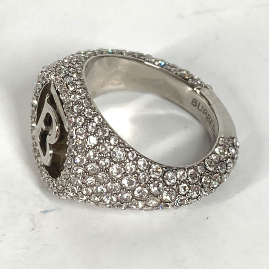 BURBERRY Ring metal Silver Accessories Embellished TB Pav Signet Ring Women 52 Used Authentic
