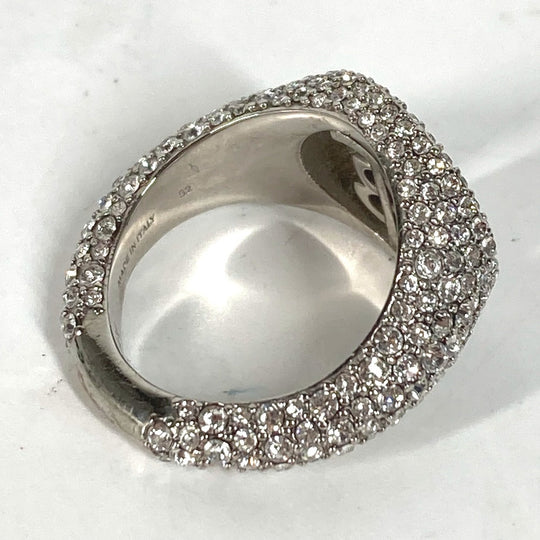 BURBERRY Ring metal Silver Accessories Embellished TB Pav Signet Ring Women 52 Used Authentic