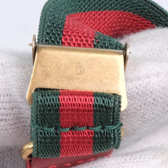 GUCCI bracelet Leather, Rhinestone clear Bijoux pierced heart Women Used Authentic