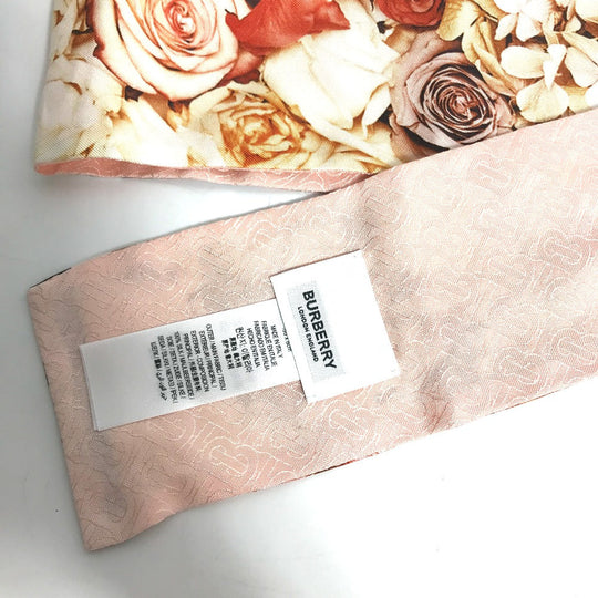 BURBERRY scarf 8021938 silk pink Floral Print Silk Skinny Scarf Women Used Authentic