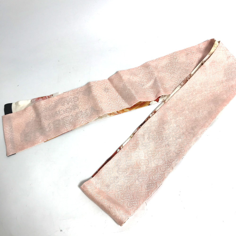 BURBERRY scarf 8021938 silk pink Floral Print Silk Skinny Scarf Women Used Authentic