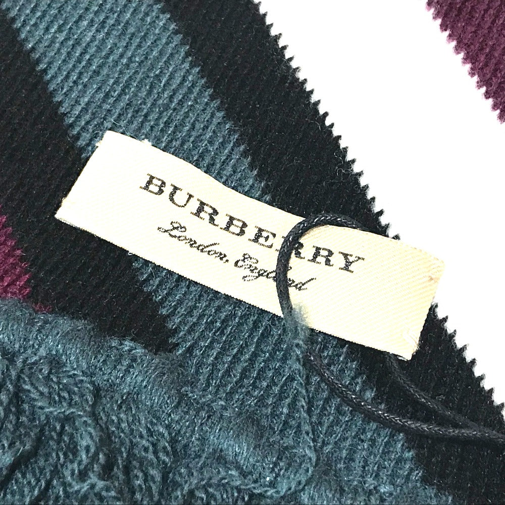 BURBERRY Scarf 4075353 Wool / cashmere Green typex multicolor stripe Tri-tone Striped
