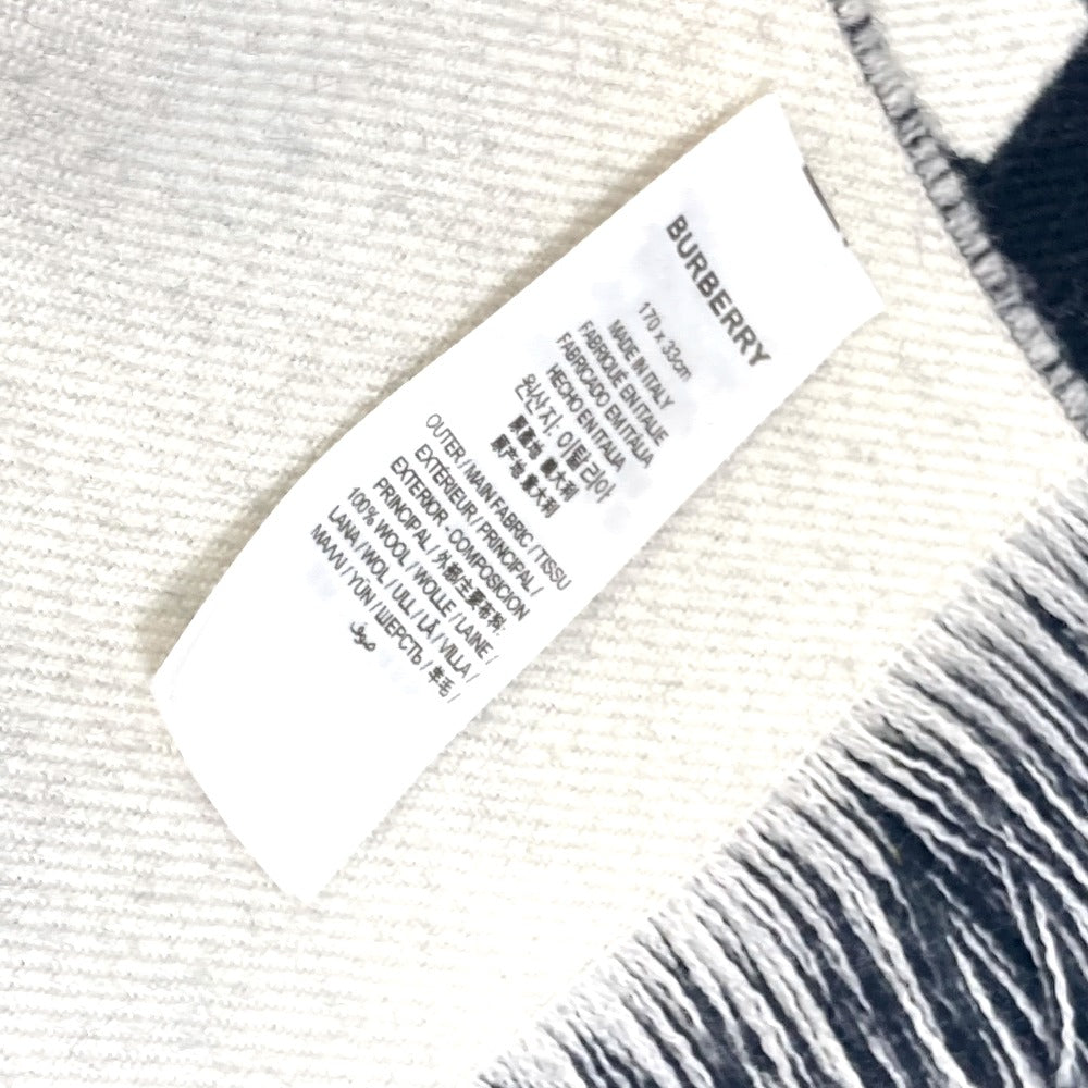 BURBERRY Scarf 80085081 wool black fringe scarf mens Used Authentic