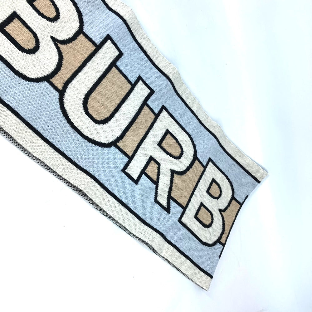 BURBERRY Scarf 8021740 cashmere beige border logo Women Used Authentic