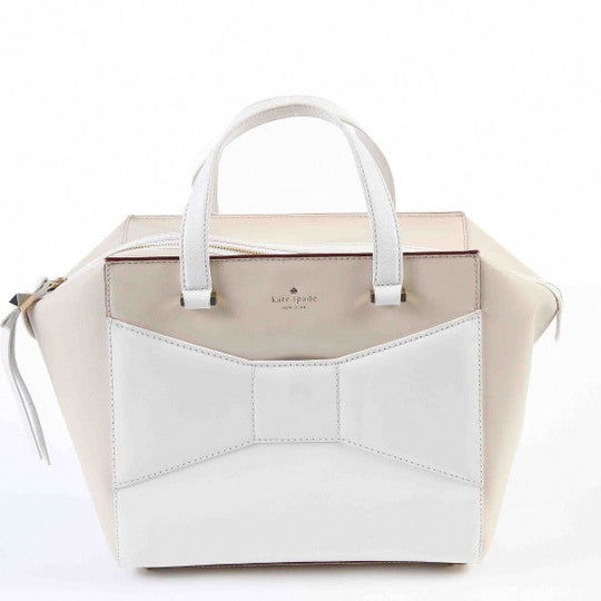 Kate Spade Handbag leather Beige x white Unused item Women Used Authentic