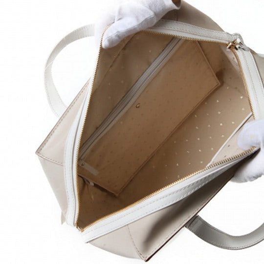 Kate Spade Handbag leather Beige x white Unused item Women Used Authentic