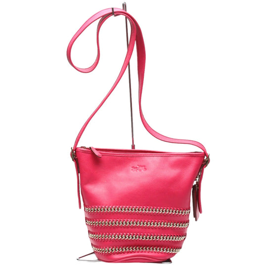 COACH Shoulder Bag leather pink Diagonal crossing Calfskin Women Used Authentic