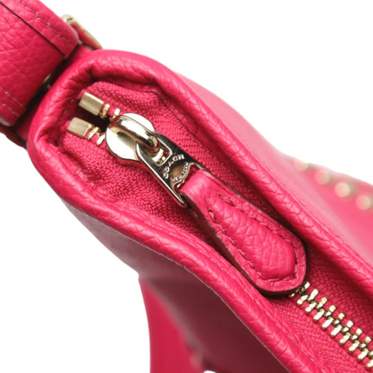 COACH Shoulder Bag leather pink Diagonal crossing Calfskin Women Used Authentic