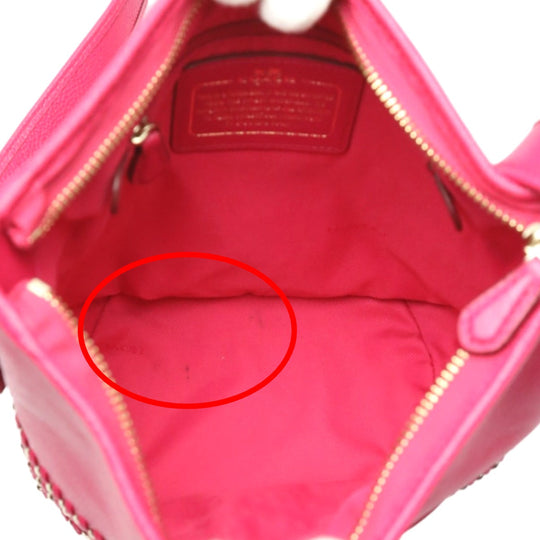 COACH Shoulder Bag leather pink Diagonal crossing Calfskin Women Used Authentic